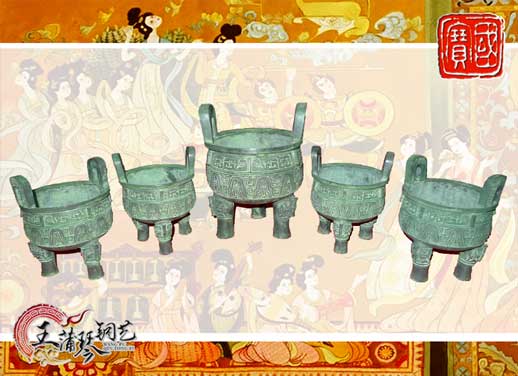 銅鼎，銅五鼎，中國鼎，佛像用鼎